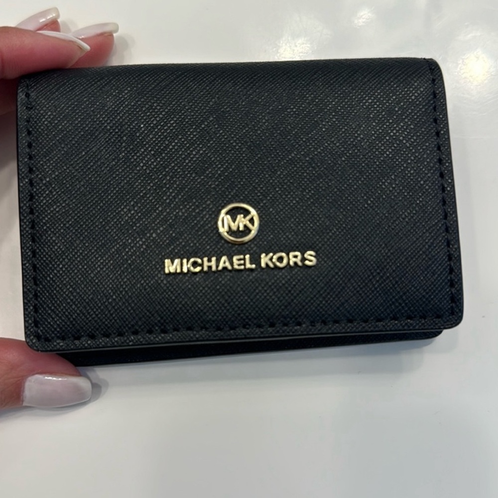 Michael kors card holder small wallet black new